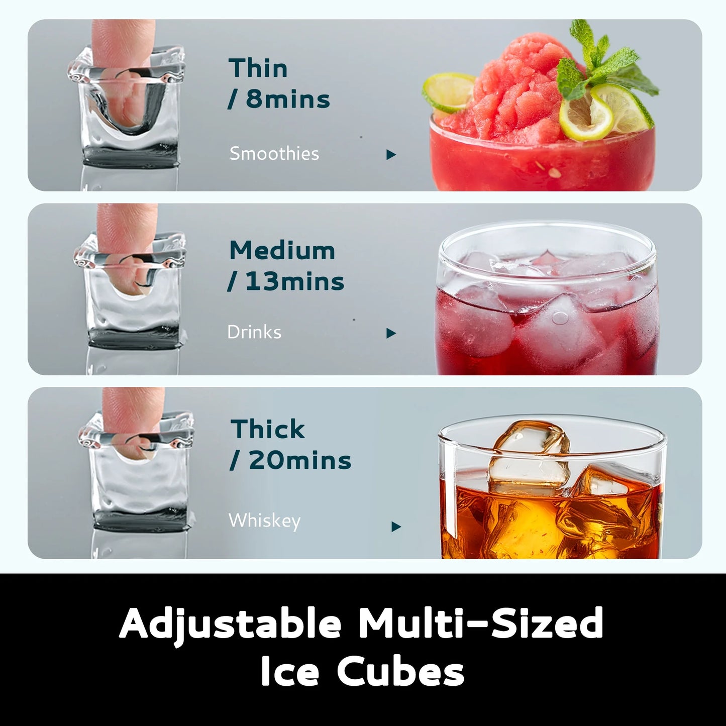 34.5 Lbs Cube Countertop Ice Maker with External Water Tank, 16Pcs /13 Mins, Auto-Cleaning