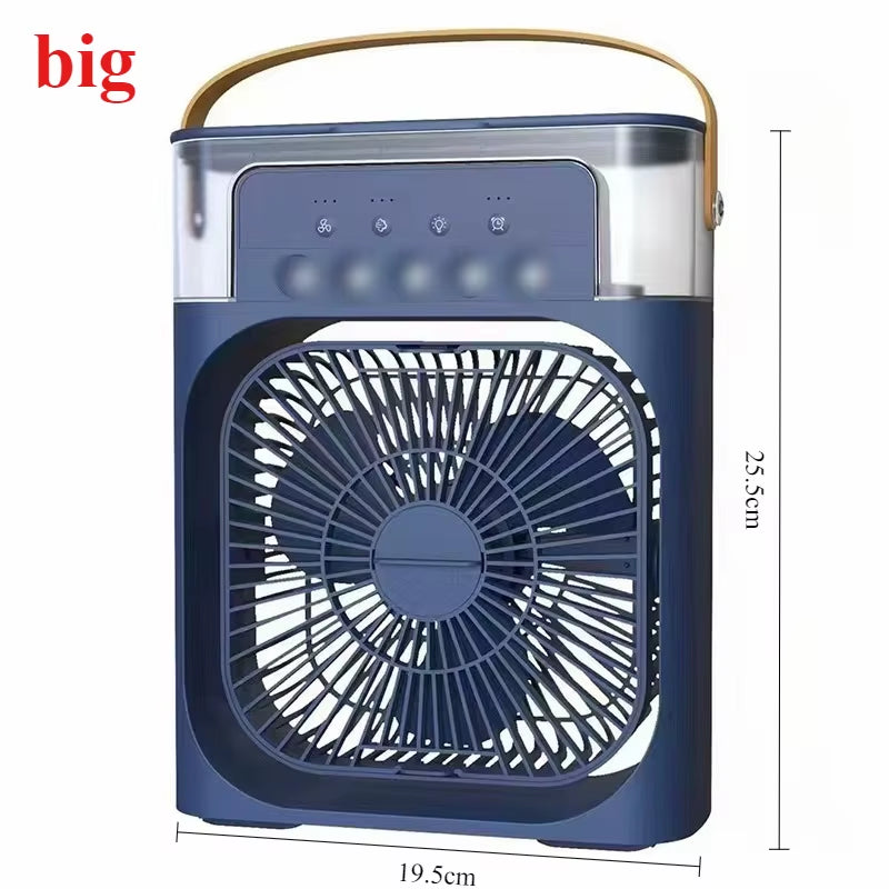 2025 New Portable Fan Air Conditioners USB Electric Fan LED Night Light Water Mist Fun 3 in 1 Air Humidifie for Home