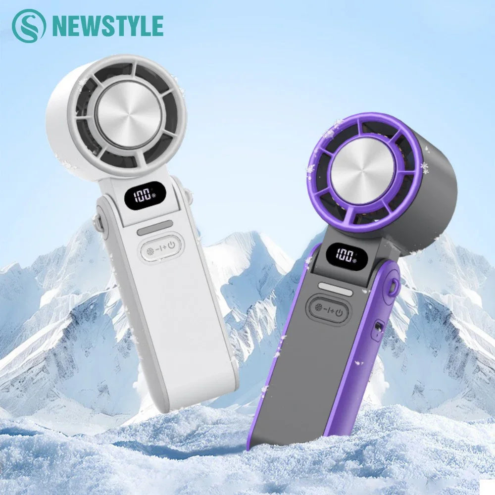 Mini Handheld Turbo Cooling Fan High-Speed Cold Air 3600Mah USB Rechargeable Cold Compress Fan Foldable Portables Desktop Fan