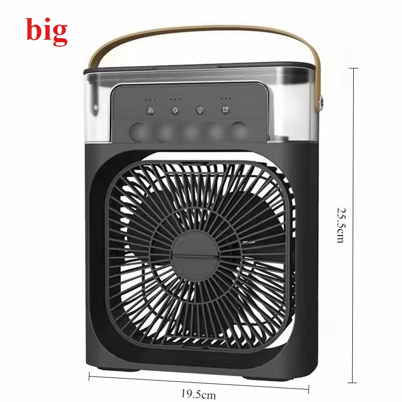 2025 New Portable Fan Air Conditioners USB Electric Fan LED Night Light Water Mist Fun 3 in 1 Air Humidifie for Home