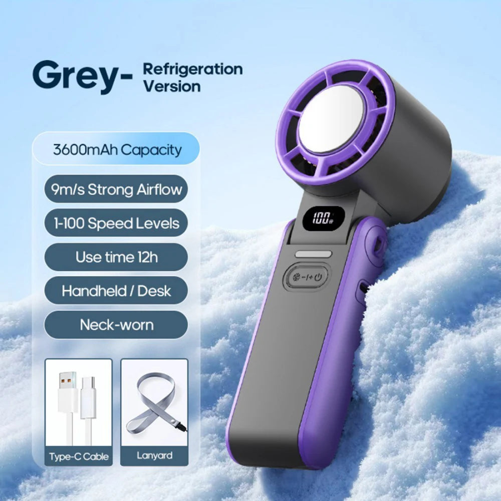 Mini Handheld Turbo Cooling Fan High-Speed Cold Air 3600Mah USB Rechargeable Cold Compress Fan Foldable Portables Desktop Fan