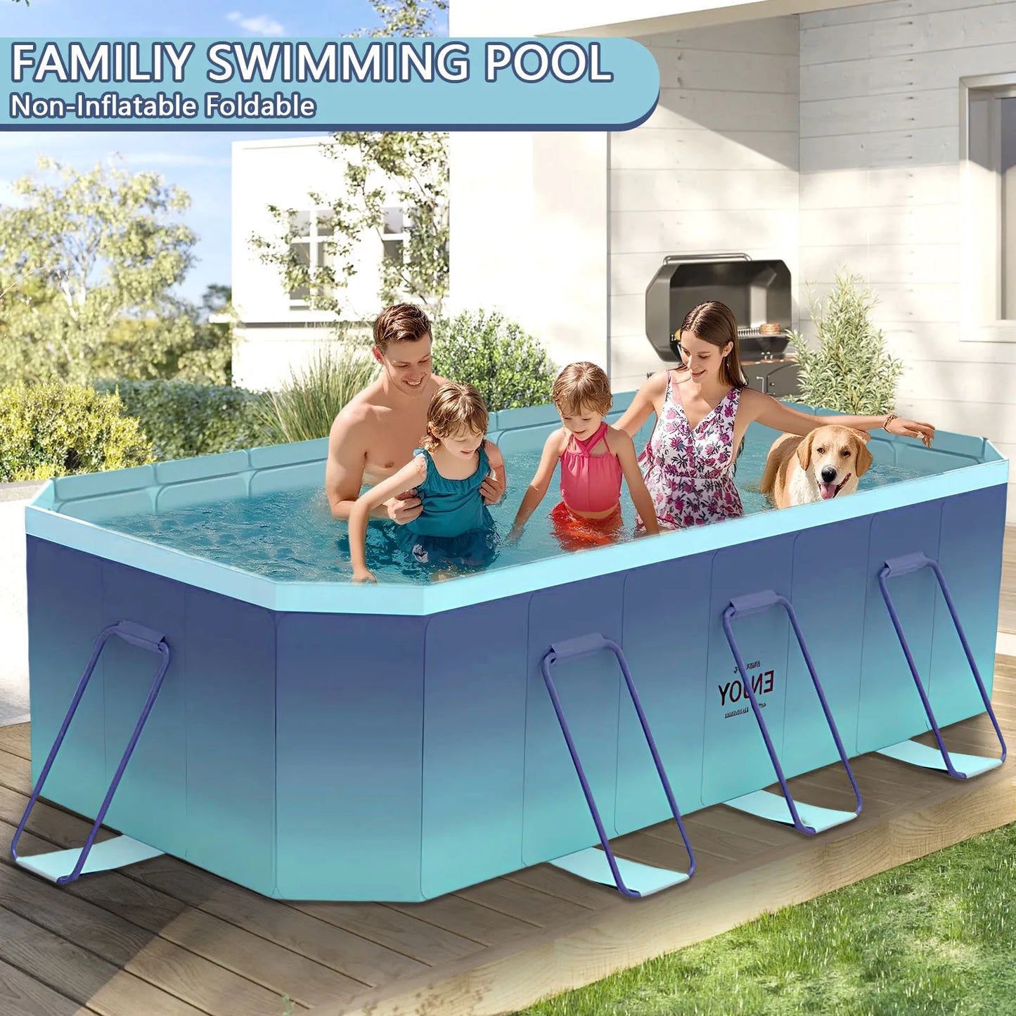Outdoor Foldable Large Swimming Pool Summer Water Party Non-Inflatable Swimming Pool for Adult and Kids Swimming Outdoor Garden