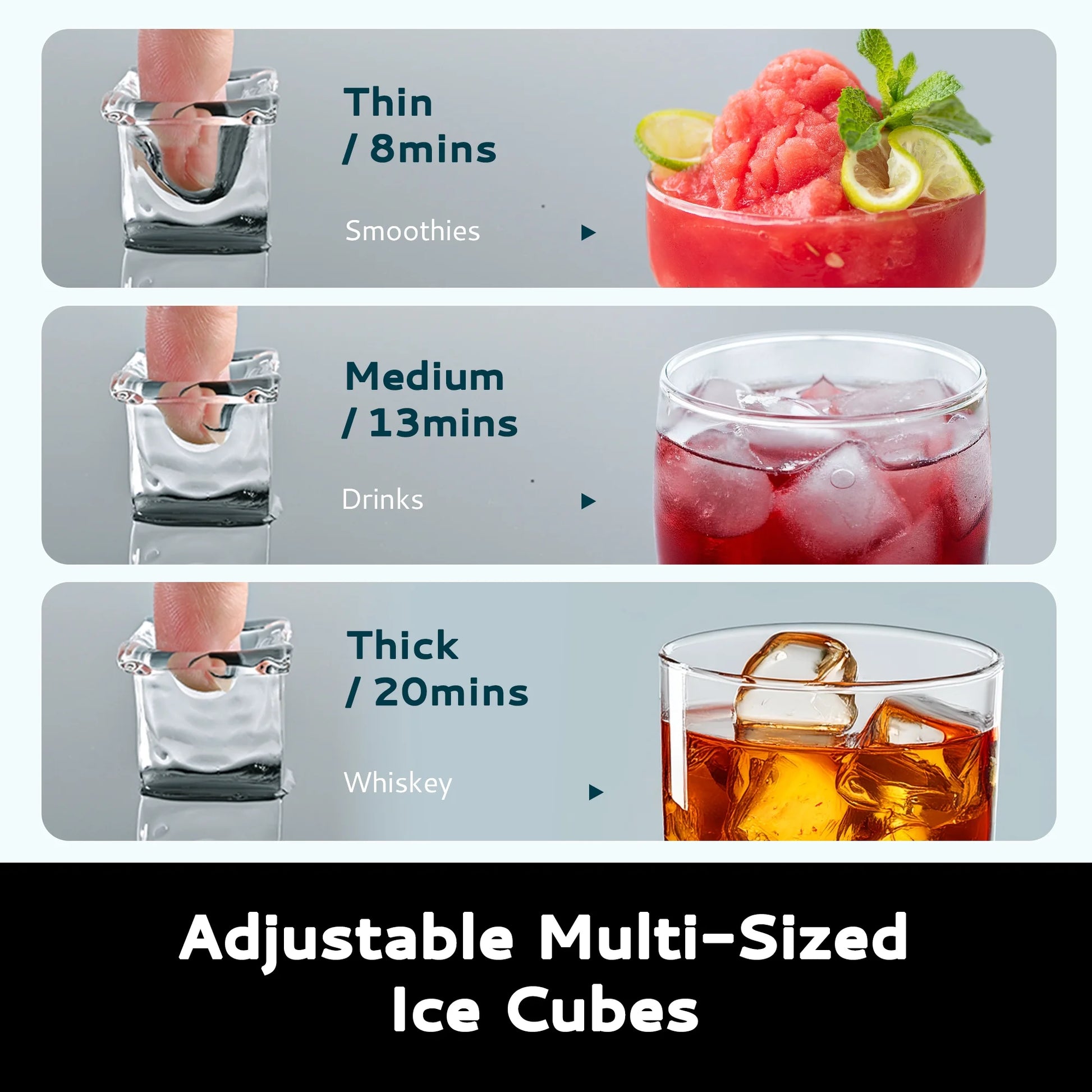 34.5 Lbs Cube Countertop Ice Maker with External Water Tank, 16Pcs /13 Mins, Auto-Cleaning