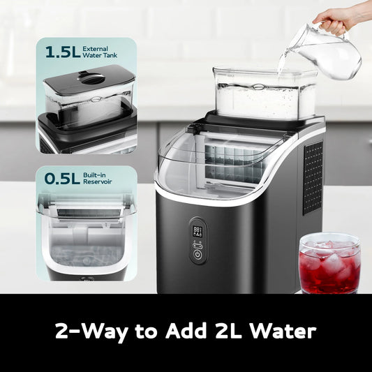 34.5 Lbs Cube Countertop Ice Maker with External Water Tank, 16Pcs /13 Mins, Auto-Cleaning