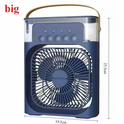 2025 New Portable Fan Air Conditioners USB Electric Fan LED Night Light Water Mist Fun 3 in 1 Air Humidifie for Home