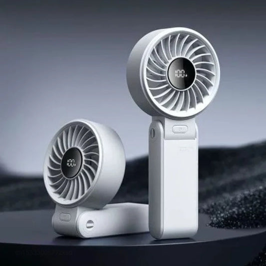 5000Mah Handheld Fan Portable Foldable USB Rechargeable Fan Display Screen Mute Neck Hanging Fans 5 Speed Adjustable for Camping