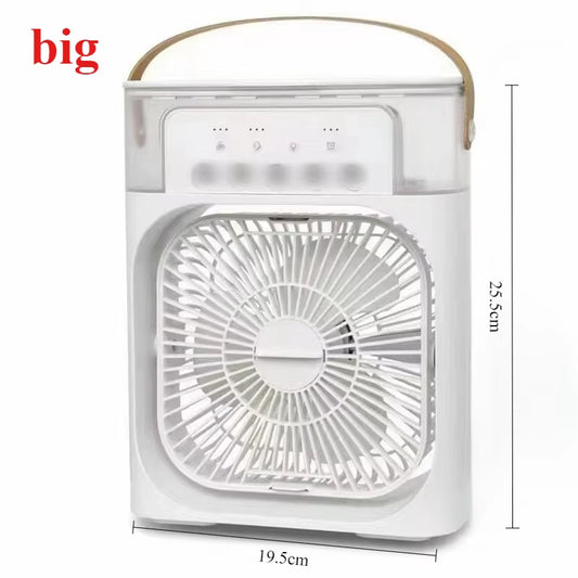 2025 New Portable Fan Air Conditioners USB Electric Fan LED Night Light Water Mist Fun 3 in 1 Air Humidifie for Home