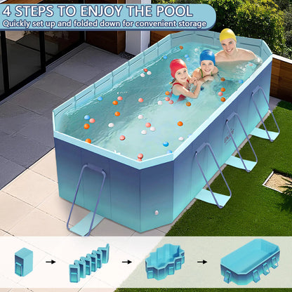 Outdoor Foldable Large Swimming Pool Summer Water Party Non-Inflatable Swimming Pool for Adult and Kids Swimming Outdoor Garden