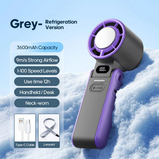 Mini Handheld Turbo Cooling Fan High-Speed Cold Air 3600Mah USB Rechargeable Cold Compress Fan Foldable Portables Desktop Fan