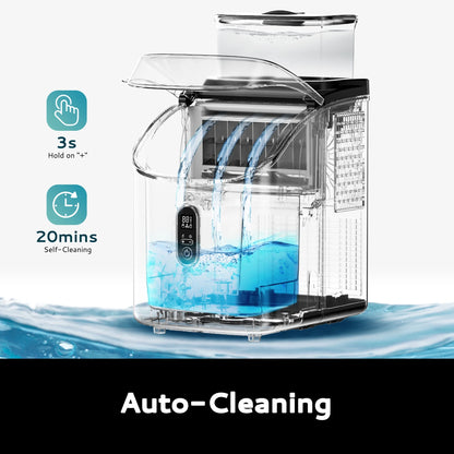 34.5 Lbs Cube Countertop Ice Maker with External Water Tank, 16Pcs /13 Mins, Auto-Cleaning