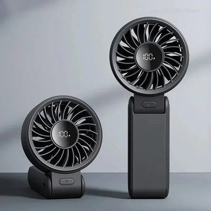 5000Mah Handheld Fan Portable Foldable USB Rechargeable Fan Display Screen Mute Neck Hanging Fans 5 Speed Adjustable for Camping